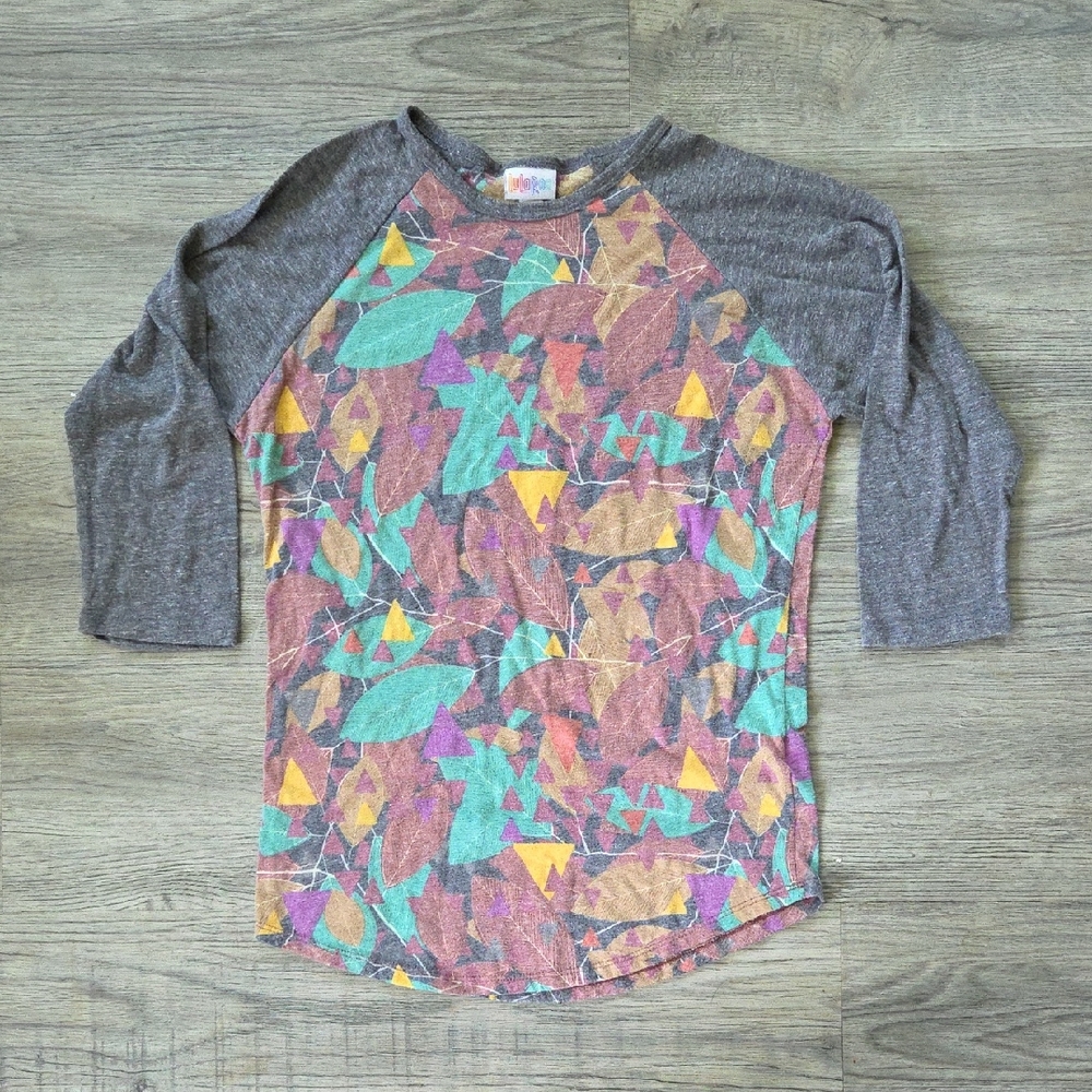 LuLaRoe Gray and Pink Long Sleeve Tee